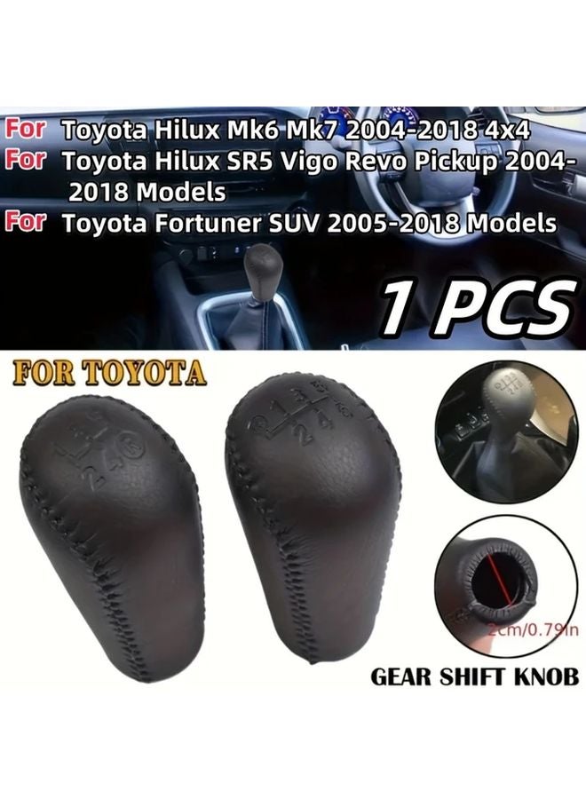Black PU Leather Manual Gear Shift Knob 6 Speed For Toyota Hilux Fortuner 2004 2018 - Image 1